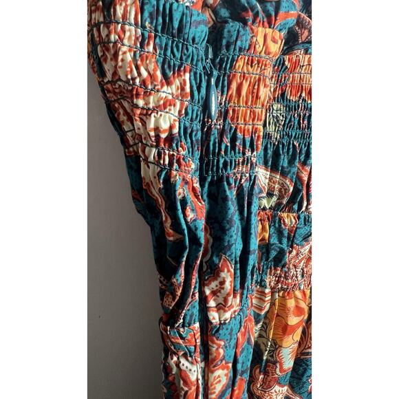 Ulla Johnson X Revolve Smocked Floral Teal Delphinium Lisbet MIDI Dress Size 4 - Picture 10 of 14